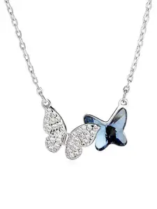 MYKI Silver-Plated Pendant Double Butterfly Pendant