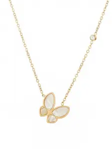 MYKI Gold-Plated Cute Opal Shine Butterfly Pendant