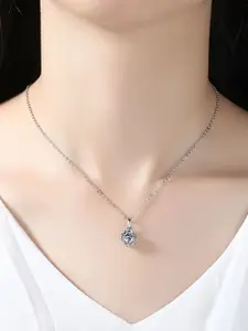 MYKI Sterling Silver Cubic Zirconia-Studded Pendant