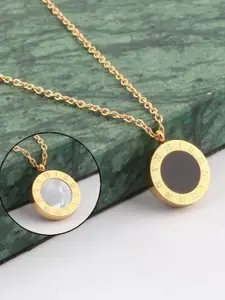 MYKI Gold-Plated Gorgeous Reversable Roman Numbers Round Shape Pendant