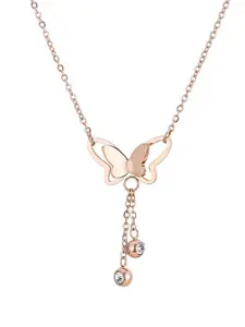 MYKI Rose Gold-Plated Cubic Zirconia Contemporary Pendant