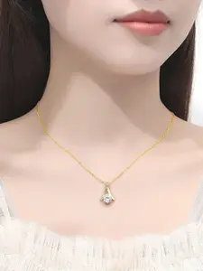 MYKI Gold-Plated Cubic Zirconia Contemporary Pendant With Chain