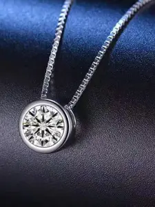 MYKI Silver-Plated Cubic Zirconia-Studded Pendant