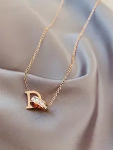 MYKI Rose Gold-Plated Cubic Zirconia-Studded Pendant