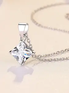 MYKI Silver-Plated Cubic Zirconia-Studded Star Shape Pendant