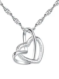 MYKI Sterling Silver Twirlling Double Heart Pendant