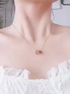 MYKI Rose Gold-Plated Stone-Studded Pendant