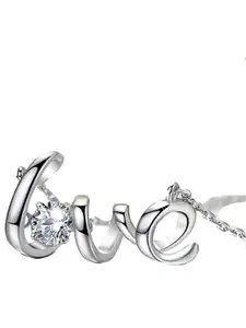 MYKI Silver-Plated CZ Studded Love Pendant