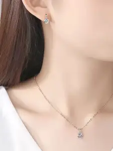 MYKI Silver-Plated CZ  Studded Diamond Shaped Beautiful Pendant