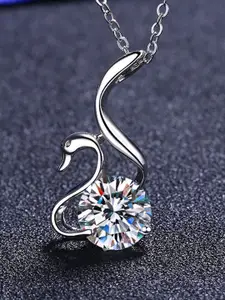 MYKI Silver-Plated Gorgeous Swan Designer Pendant