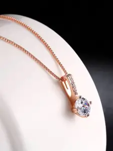 MYKI Rose Gold-Plated CZ Studded Pendant