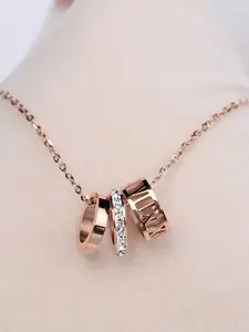 MYKI Rose Gold-Plated Very Elegant Roman Numbers CZ Pendant