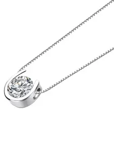 MYKI Silver-Plated CZ Studded Horseshoe Shaped Pendant With Chain