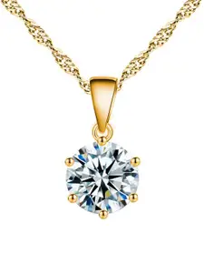MYKI Gold-Plated Round Solitaire American Diamond Fashionable Pendant