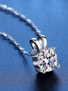 MYKI Women Silver-Plated Cubic Zirconia Pendant With Chain