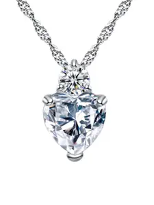 MYKI Women Silver-Plated Cubic Zirconia Pendant With Chain
