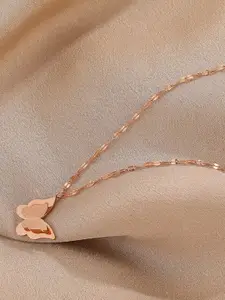 MYKI Rose Gold-Plated Butterfly Pendant With Chain