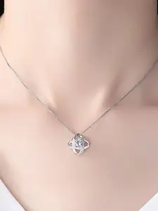 MYKI Women Silver-Plated Blooming Star CZ Pendant With Chain
