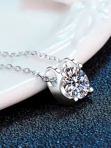 MYKI Silver-Plated CZ Studded Circular Pendant With Chain