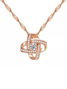 MYKI Women Silver-Plated Cubic Zirconia Pendant With Chain