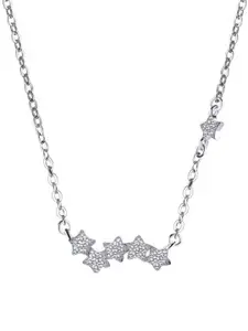 MYKI Silver-Plated Cubic Zirconia Studded Star Pendant