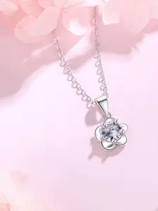 MYKI Women Cubic Zirconia Simple Flower Pendant