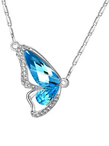 MYKI Women Crystal Butterfly Cubic Zirconia Pendant with Chain