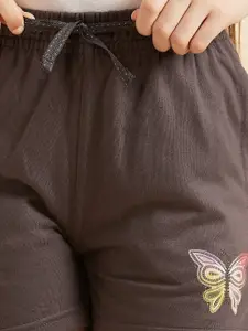 Sweet Dreams Girls Grey & Pink Mid-Rise Lounge Shorts