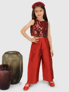 Jelly Jones Girls Embellished Sleeveless Top with Trousers