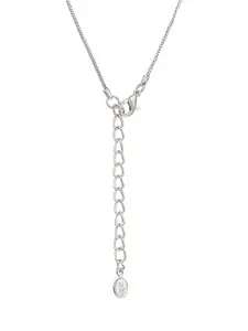Estele Rhodium-Plated CZ-Studded & Teardrop-Charm Pendant With Chain