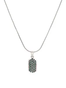 Estele Rhodium-Plated Quartz-Studded Pendant With Chain