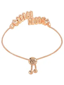 I Jewels Women Cubic Zirconia Rose Gold-Plated Charm Bracelet