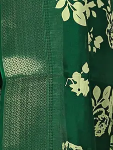 Anouk Green & Beige Floral Printed Zari Saree