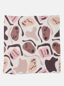 Athena Women Brown & White Printed Scarf