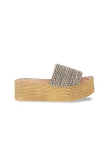Catwalk Woven Design Flatform Heel Mules