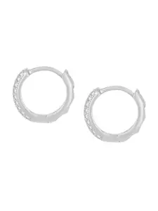 Peora Silver-Plated Circular Cubic Zirconia Studded Hoop Earrings
