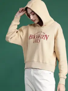DressBerry Drop Shoulder Sleeves Printed Hooded Sweatshirt