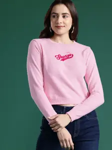 DressBerry Acrylic Cropped Pullover with Embroidered Detail