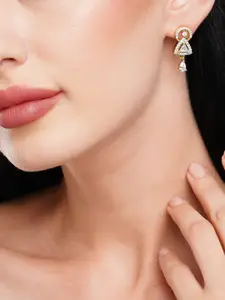 DressBerry Gold-Plated Zircon Stoned Drop Earrings