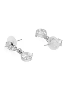 DressBerry Silver-Plated Zircon Stoned Teardrop Drop Earrings