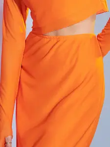 SASSAFRAS Orange Pencil Maxi Bodycon Skirts