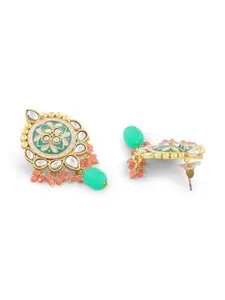 Zaveri Pearls Gold-Plated Stone-Studded Necklace & Earrings With Finger Ring