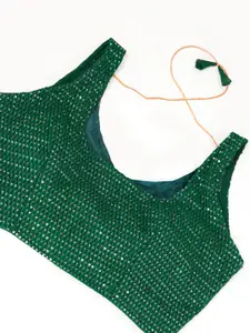 SHOPGARB Embellished Sequinned Semi-Stitched Lehenga & Unstitched Blouse With Dupatta