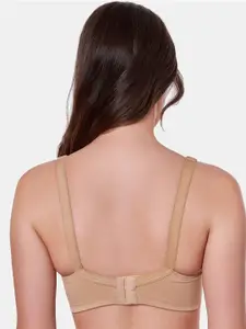 MAROON Floral Full Coverage Non-Padded Non-Wired Lace T-Shirt Bra