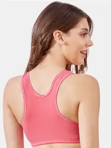 MAROON Full Coverage Non-Wired Training & Gym Cotton Lycra Workout Front Open Bra