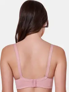 MAROON Floral Full Coverage Non-Padded Non-Wired Lace T-Shirt Bra