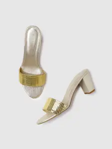 Marc Loire Embellished Open Toe Block Heels