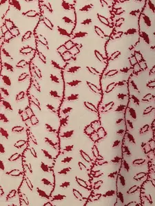 FASHOR Beige & Maroon Ethnic Motifs Printed Beads & Stones Kurta