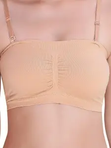 PLUMBURY Medium Coverage Lightly Padded All Day Comfort Rapid Dry Seamless Bandeau Bra