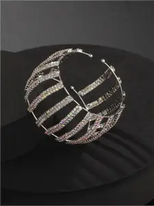 DressBerry Silver-Plated Rhodium Plated Crystals Cuff Bracelet